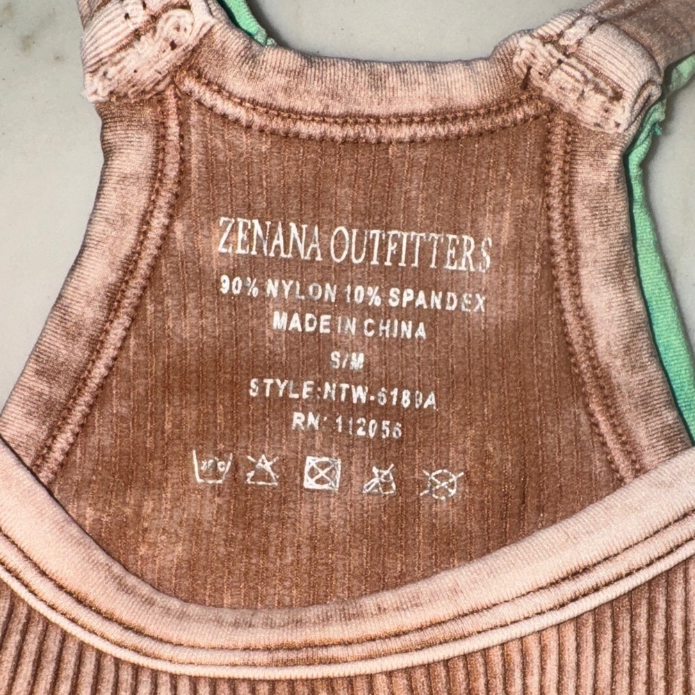 Zenana Outfitters Ribbed Crop Tops in Pink, Brown, and Green size S/M set of 3 - Picture 7 of 15
